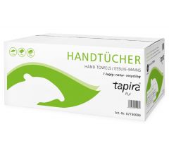 TAPIRA pur Handtuchpapier, 1lg, 25x23cm, V-Falz, natur Krepp, Recycling, 5000 Bl.